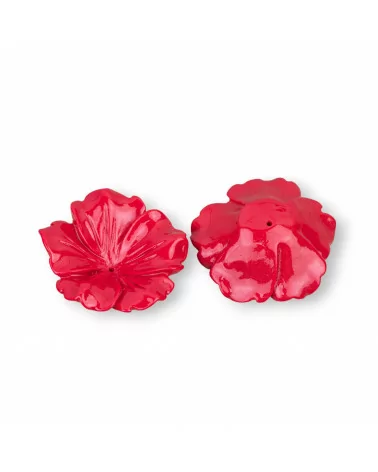 Componenti Di Resina Assortita Fiore 30mm 5pz Rosso-COMPONENTI DI RESINA | Worldofjewel.com