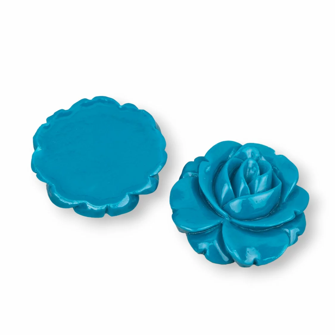 Componenti Di Resina Assortita Fiore 32mm 4pz Azzurro-COMPONENTI DI RESINA | Worldofjewel.com