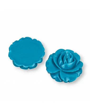 Componenti Di Resina Assortita Fiore 32mm 4pz Azzurro-COMPONENTI DI RESINA | Worldofjewel.com