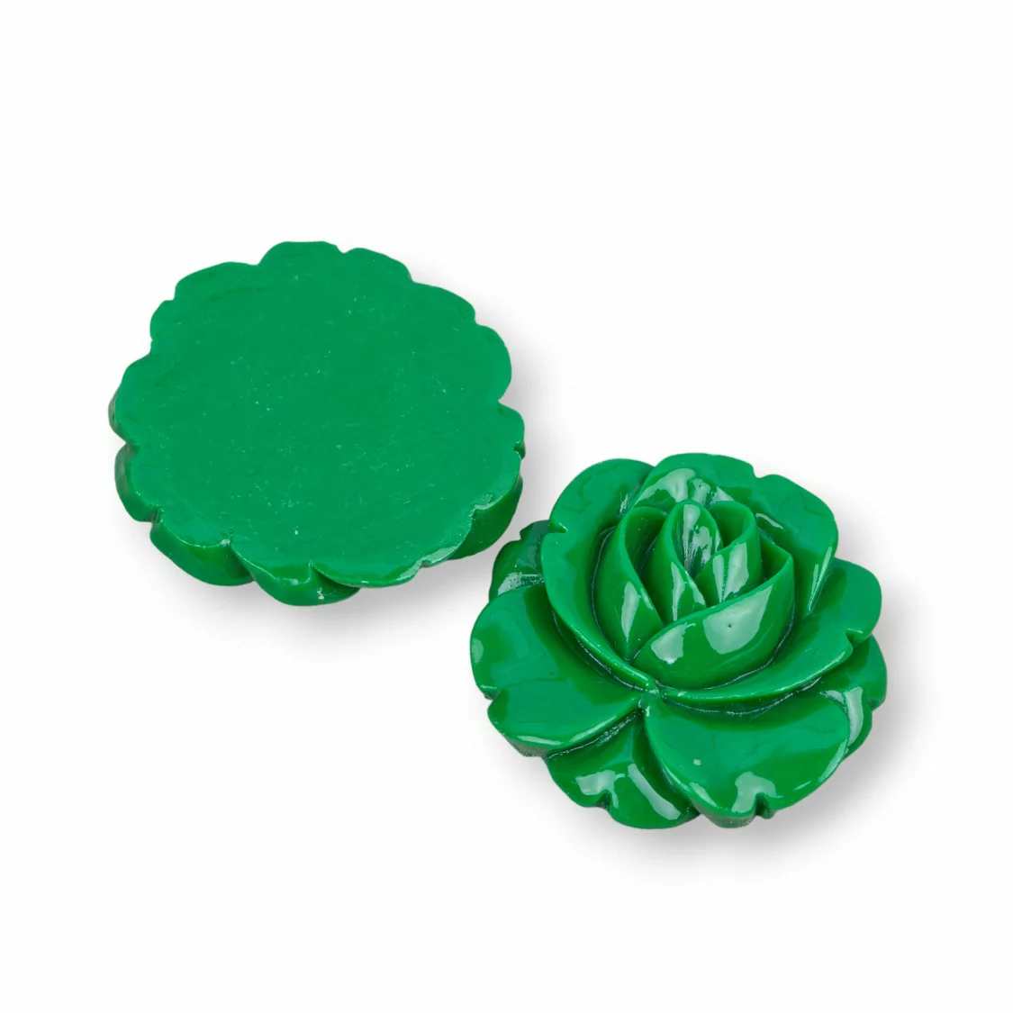 Componenti Di Resina Assortita Fiore 32mm 4pz Verde-COMPONENTI DI RESINA | Worldofjewel.com