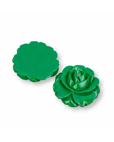 Componenti Di Resina Assortita Fiore 32mm 4pz Verde-COMPONENTI DI RESINA | Worldofjewel.com