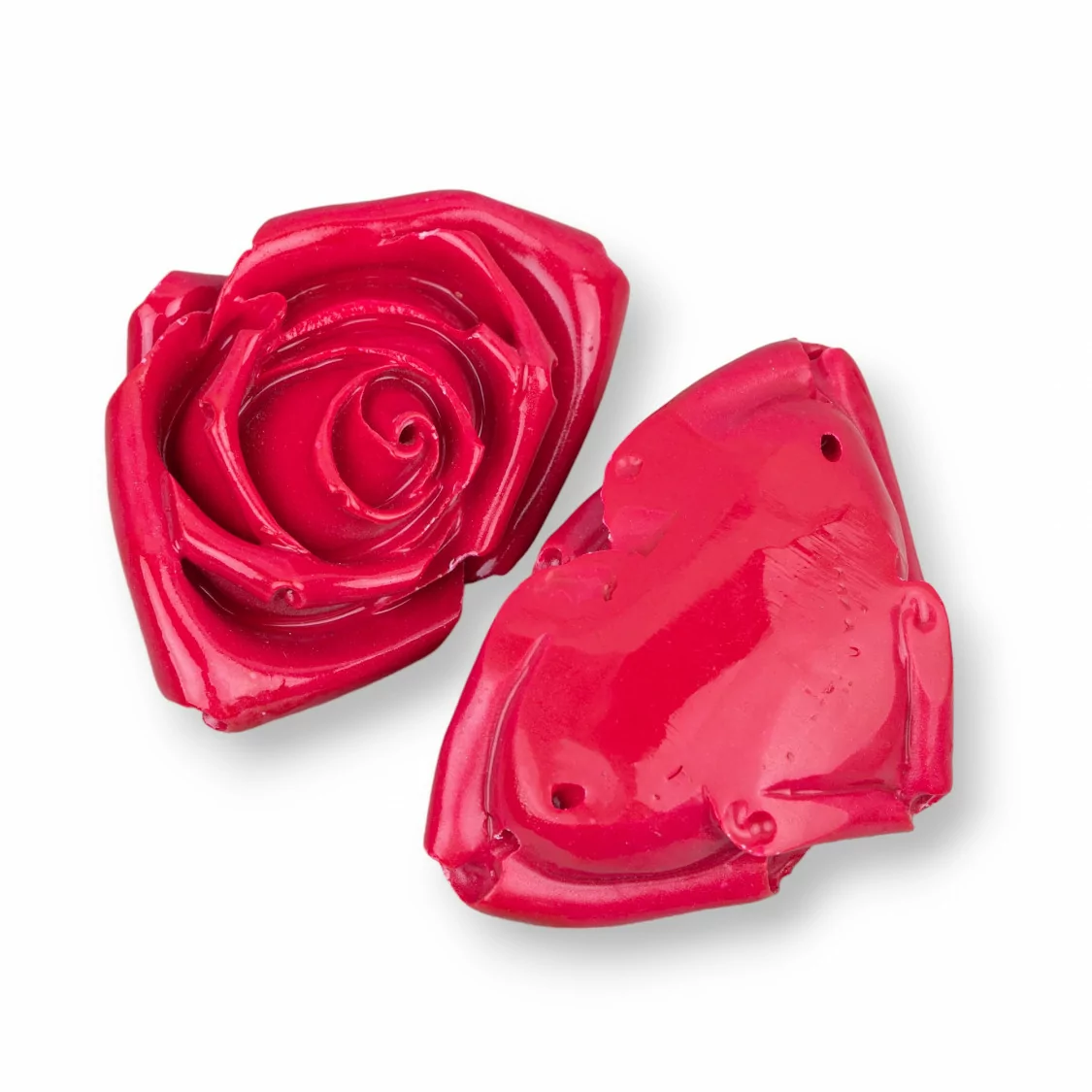 Componenti Di Resina Assortita Fiore 51x34mm 2pz Rosso-COMPONENTI DI RESINA | Worldofjewel.com