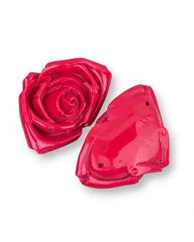 Componenti Di Resina Assortita Fiore 51x34mm 2pz Rosso-COMPONENTI DI RESINA | Worldofjewel.com