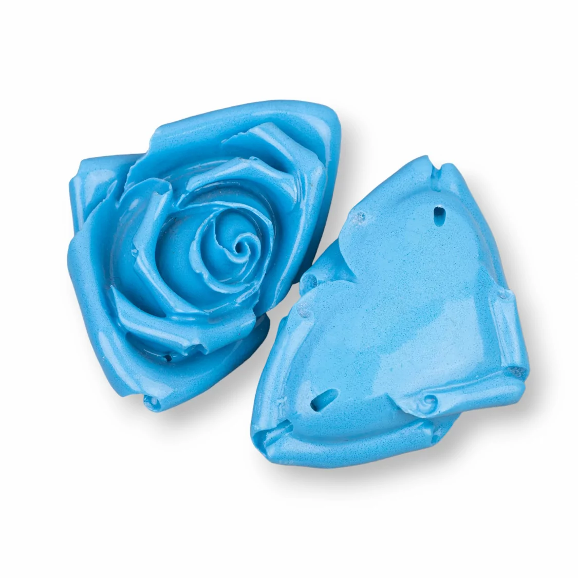 Componenti Di Resina Assortita Fiore 51x34mm 2pz Turchese Azzurro-COMPONENTI DI RESINA | Worldofjewel.com