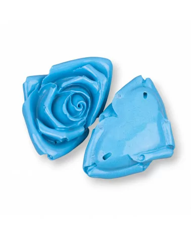 Componenti Di Resina Assortita Fiore 51x34mm 2pz Turchese Azzurro-COMPONENTI DI RESINA | Worldofjewel.com