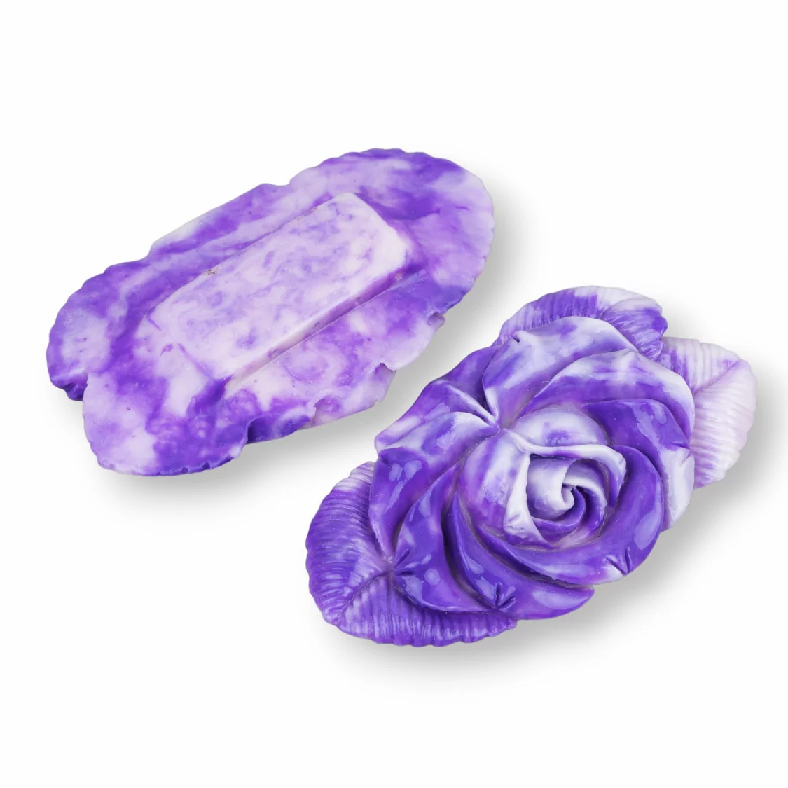 Componenti Di Resina Assortita Fiore 64x36mm 2pz Viola-COMPONENTI DI RESINA | Worldofjewel.com