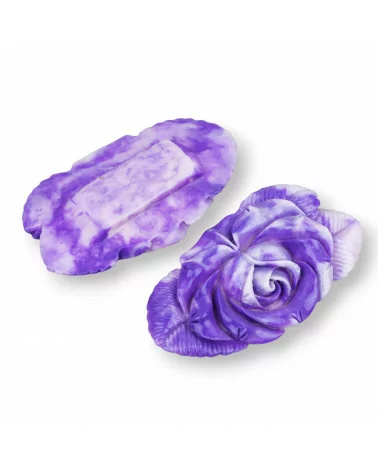 Componenti Di Resina Assortita Fiore 64x36mm 2pz Viola-COMPONENTI DI RESINA | Worldofjewel.com