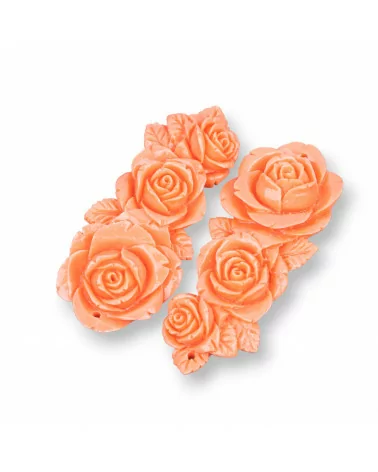 Componenti Di Resina Assortita Floreale 24x60mm 3pz Arancio-COMPONENTI DI RESINA | Worldofjewel.com