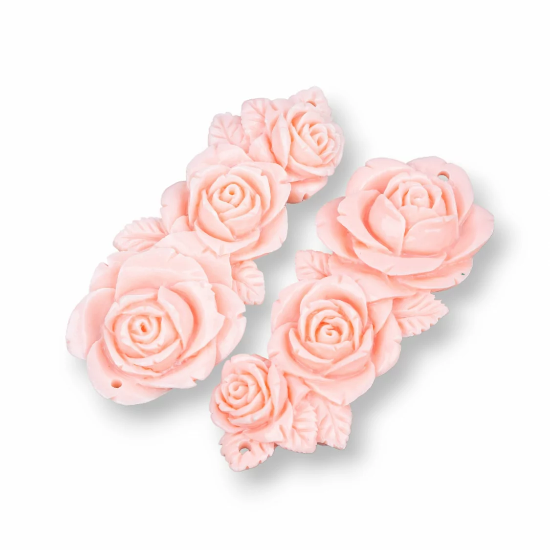 Componenti Di Resina Assortita Floreale 24x60mm 3pz Rosa-COMPONENTI DI RESINA | Worldofjewel.com