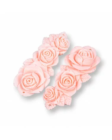 Componenti Di Resina Assortita Floreale 24x60mm 3pz Rosa-COMPONENTI DI RESINA | Worldofjewel.com