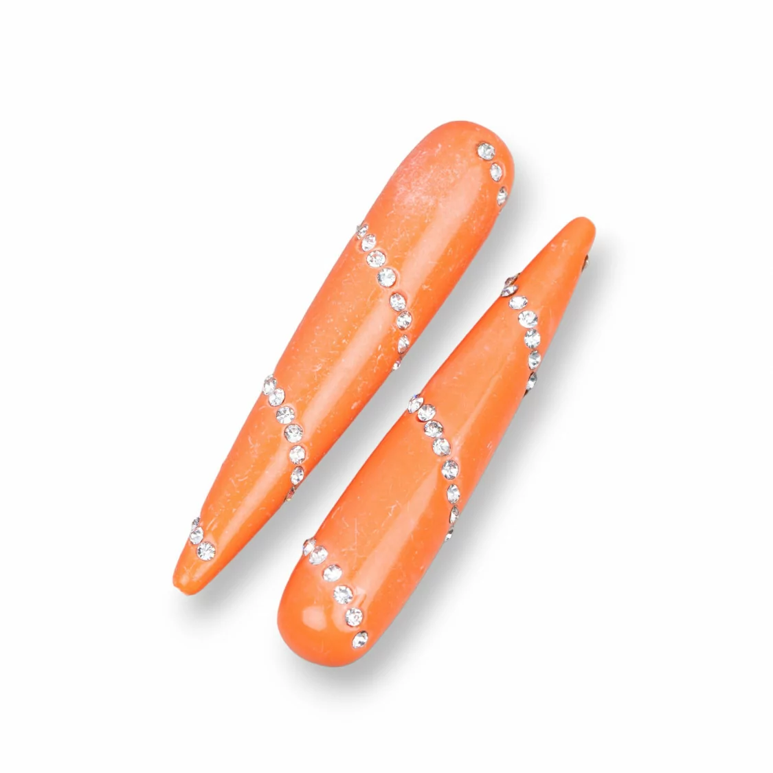 Componenti Di Resina Assortita Gocce 1 Foro Con Strass 10x50mm 3pz Arancio-COMPONENTI DI RESINA | Worldofjewel.com