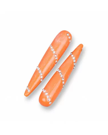 Componenti Di Resina Assortita Gocce 1 Foro Con Strass 10x50mm 3pz Arancio-COMPONENTI DI RESINA | Worldofjewel.com