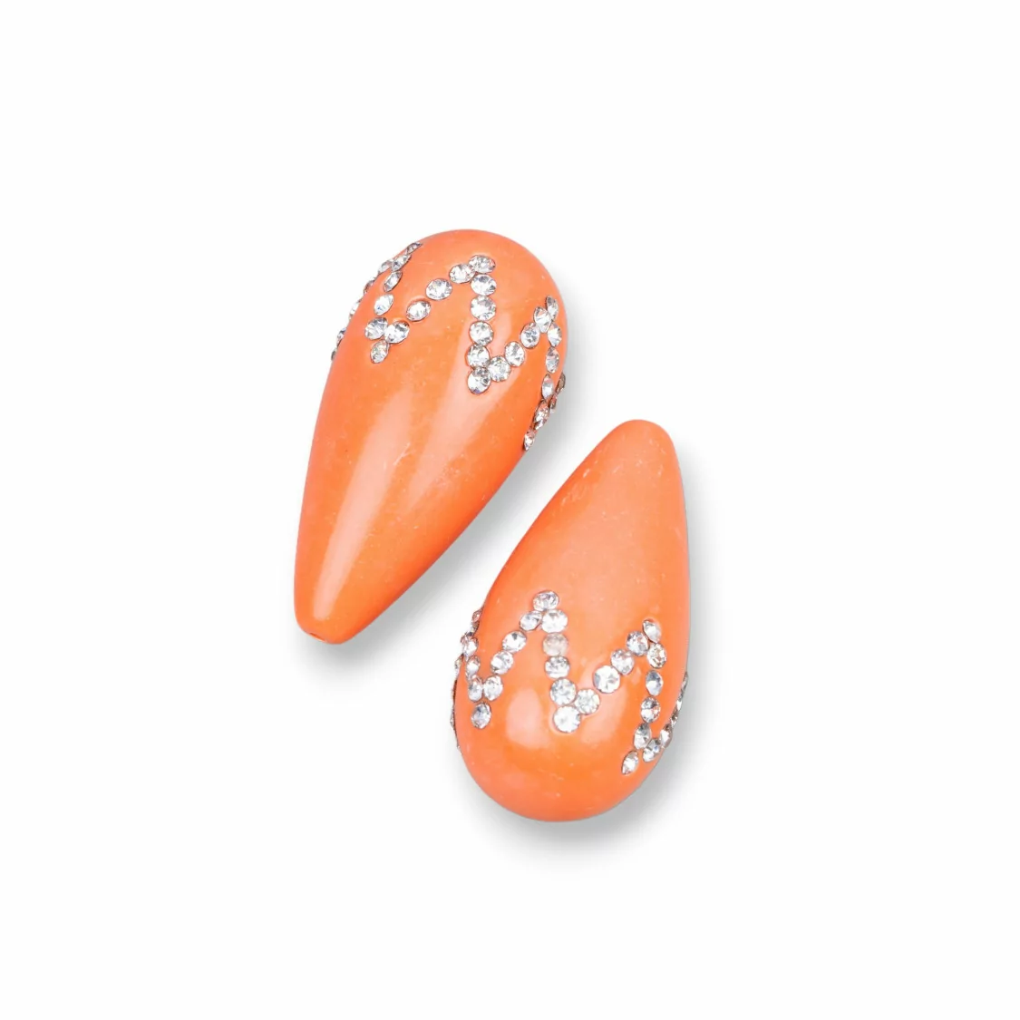 Componenti Di Resina Assortita Gocce 1 Foro Con Strass 14x30mm 3pz Arancio-COMPONENTI DI RESINA | Worldofjewel.com