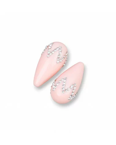 Componenti Di Resina Assortita Gocce 1 Foro Con Strass 14x30mm 3pz Rosa-COMPONENTI DI RESINA | Worldofjewel.com