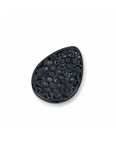 Componenti Di Resina Assortita Goccia Piatta 33x47mm 3pz Nero-COMPONENTI DI RESINA | Worldofjewel.com