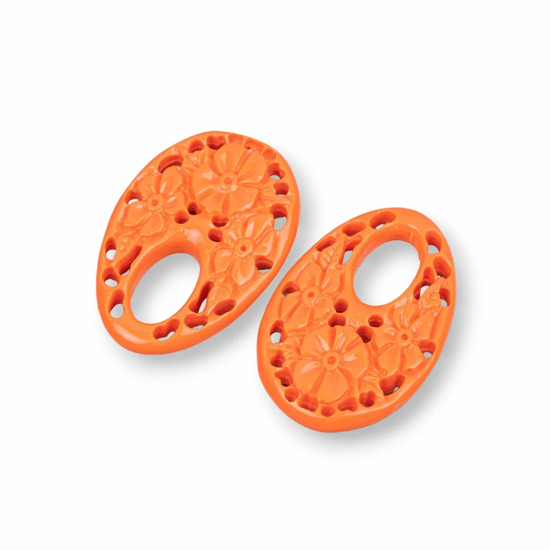 Componenti Di Resina Assortita Ovale Creola 25x38mm 3pz Arancio-COMPONENTI DI RESINA | Worldofjewel.com