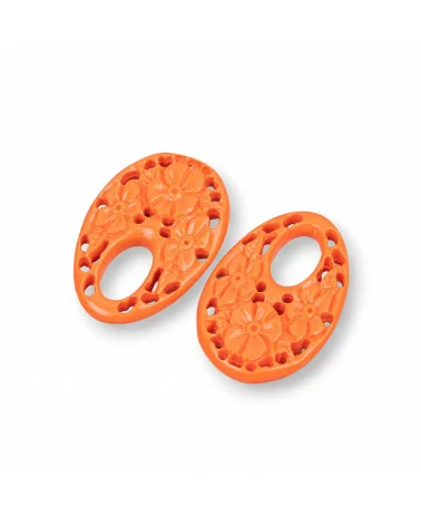 Componenti Di Resina Assortita Ovale Creola 25x38mm 3pz Arancio-COMPONENTI DI RESINA | Worldofjewel.com