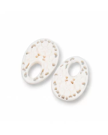 Componenti Di Resina Assortita Ovale Creola 25x38mm 3pz Bianco-COMPONENTI DI RESINA | Worldofjewel.com