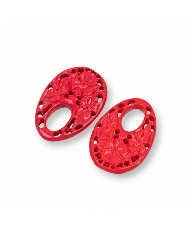 Componenti Di Resina Assortita Ovale Creola 25x38mm 3pz Rosso-COMPONENTI DI RESINA | Worldofjewel.com