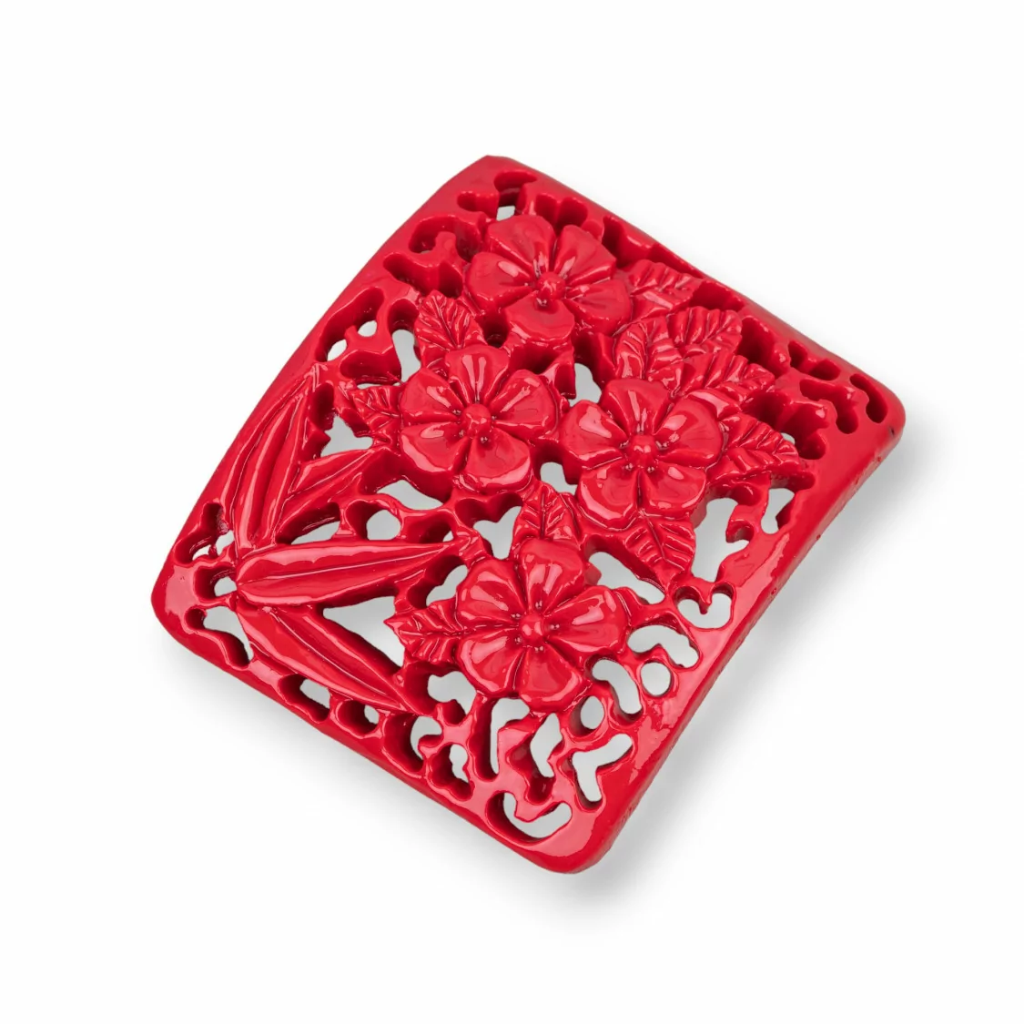 Componenti Di Resina Assortita Rettangolo Curvato 42x50mm 2pz Rosso-COMPONENTI DI RESINA | Worldofjewel.com