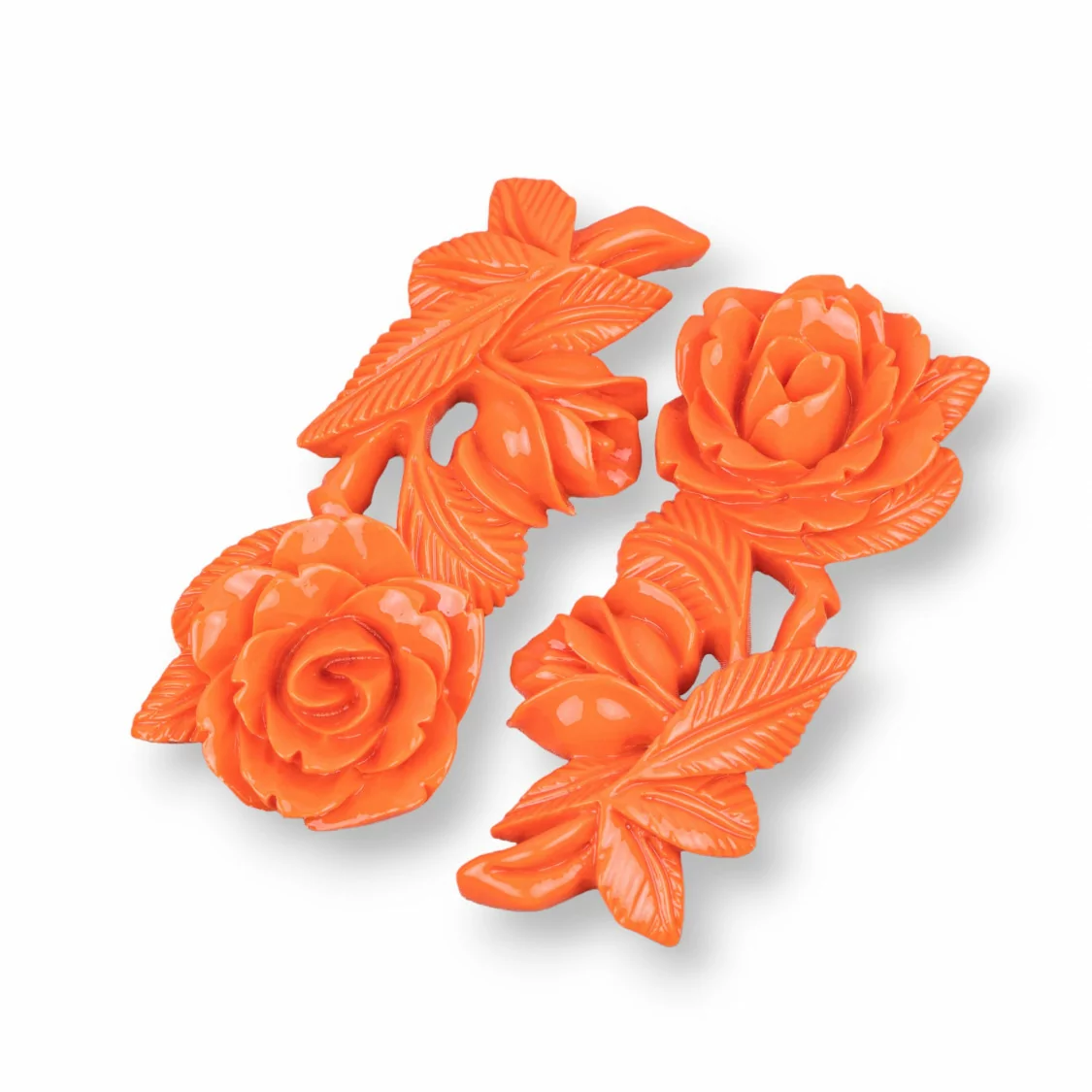 Componenti Di Resina Assortita Rosa 24x57mm 3pz Arancio-COMPONENTI DI RESINA | Worldofjewel.com