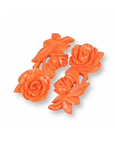 Componenti Di Resina Assortita Rosa 24x57mm 3pz Arancio-COMPONENTI DI RESINA | Worldofjewel.com