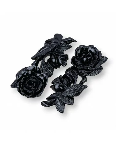 Componenti Di Resina Assortita Rosa 24x57mm 3pz Nero-COMPONENTI DI RESINA | Worldofjewel.com