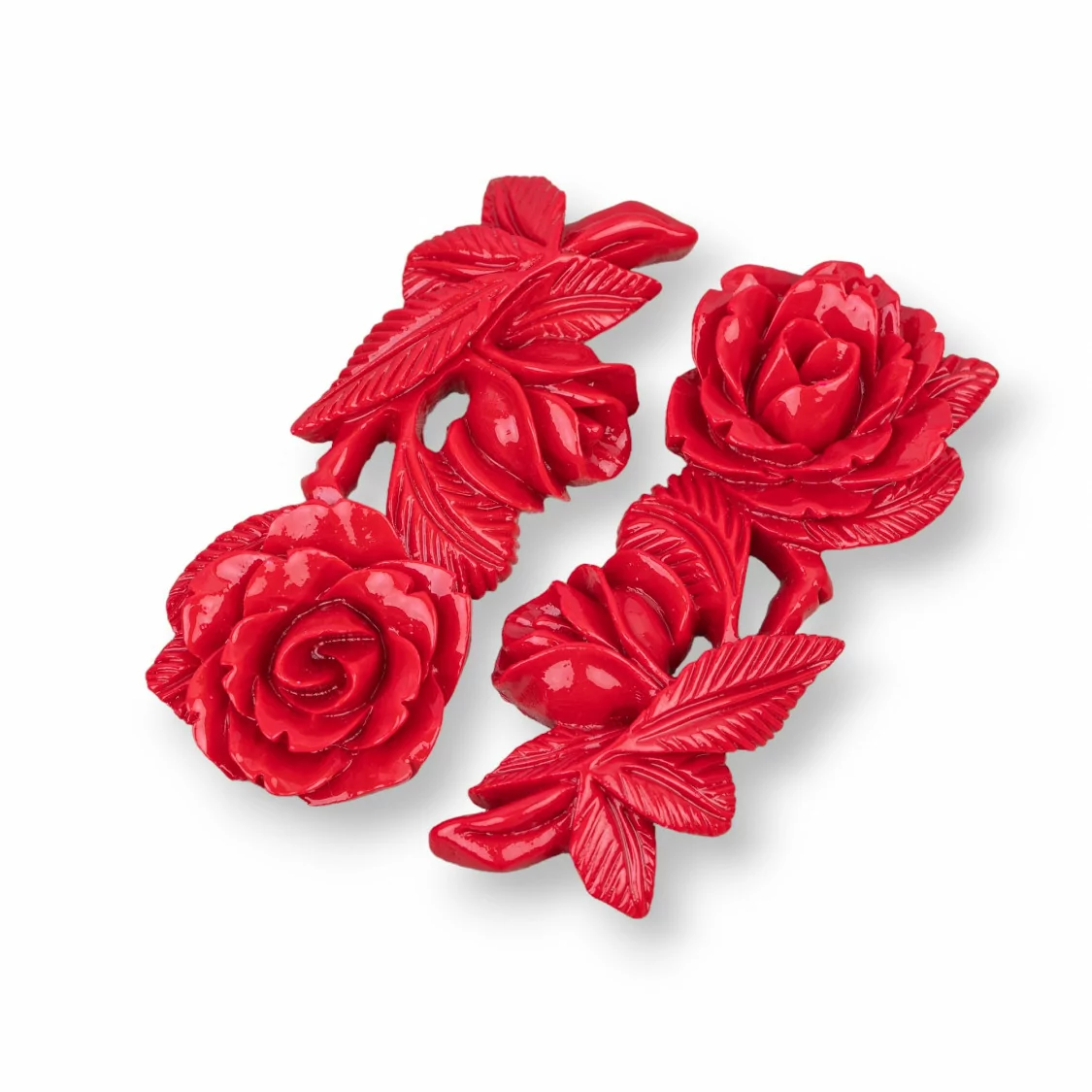 Componenti Di Resina Assortita Rosa 24x57mm 3pz Rosso-COMPONENTI DI RESINA | Worldofjewel.com