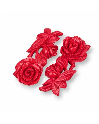 Componenti Di Resina Assortita Rosa 24x57mm 3pz Rosso-COMPONENTI DI RESINA | Worldofjewel.com