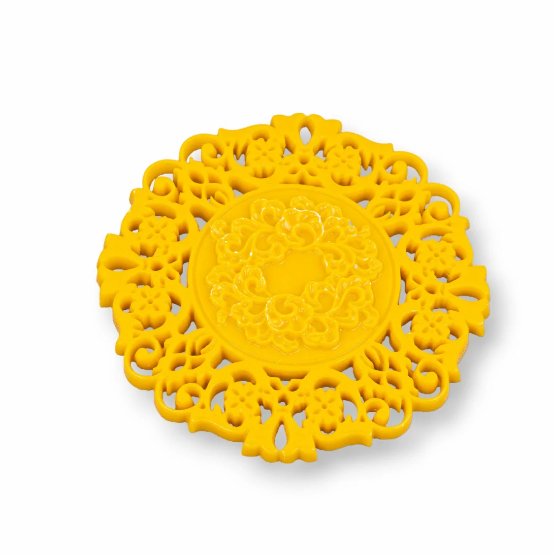 Componenti Di Resina Assortita Tondo Inciso 55mm 2pz Giallo-COMPONENTI DI RESINA | Worldofjewel.com