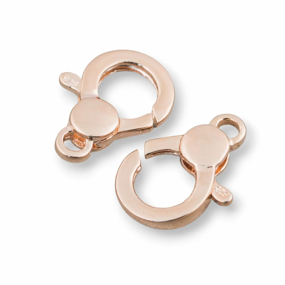 Chiusura Di Argento 925 A Moschettone A Scatto 14x20mm 3pz Oro Rosa-CHIUSURE DI ARGENTO | Worldofjewel.com