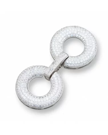 Chiusura Di Argento 925 Con Zirconi Micropave Multifilo Cerchi 52x24mm 1pz Rodiato-CHIUSURE DI ARGENTO | Worldofjewel.com