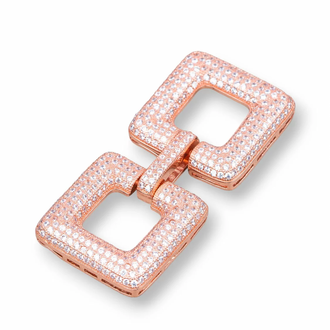 Chiusura Di Argento 925 Con Zirconi Micropave Multifilo Quadrati 52x24mm 1pz Oro Rosa-CHIUSURE DI ARGENTO | Worldofjewel.com