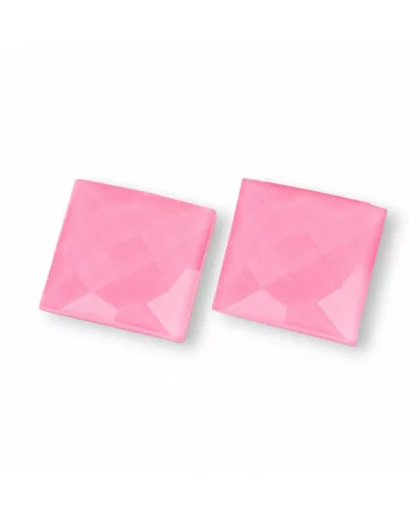 Componente Cabochon Di Cristallo CZ Sfaccettato Quadrato 20mm 6pz Rosa- CABOCHON DI CRISTALLI | Worldofjewel.com