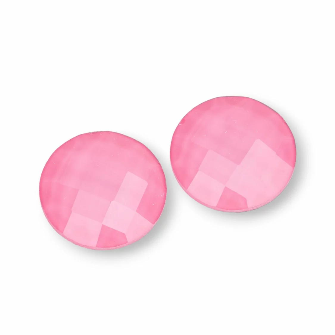 Componente Cabochon Di Cristallo CZ Sfaccettato Tondo 20mm 8pz Rosa- CABOCHON DI CRISTALLI | Worldofjewel.com