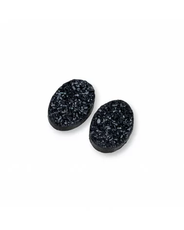 Componente Cabochon Drusa Di Resina Ovale 10x15mm 10pz Nero- CABOCHON DRUSA | Worldofjewel.com