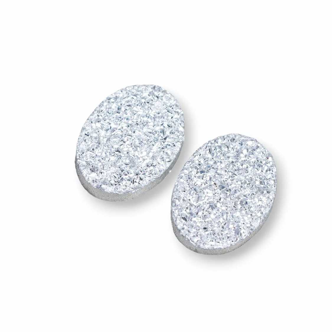 Componente Cabochon Drusa Di Resina Ovale 14x19mm 8pz Bianco- CABOCHON DRUSA | Worldofjewel.com