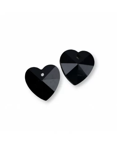 Componente Pendente Di Cristallo CZ Cuore 14mm 8pz Nero Jet-COMPONENTI DI CRISTALLI E STRASS | Worldofjewel.com