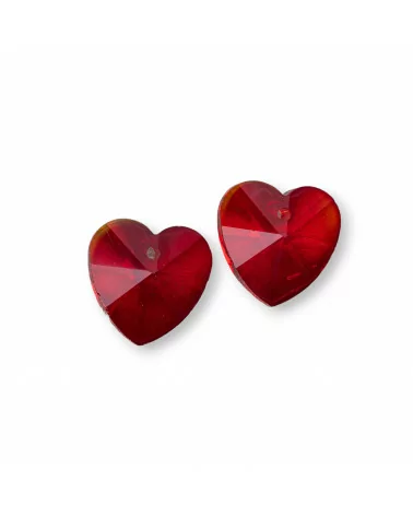 Componente Pendente Di Cristallo CZ Cuore 14mm 8pz Rosso-COMPONENTI DI CRISTALLI E STRASS | Worldofjewel.com