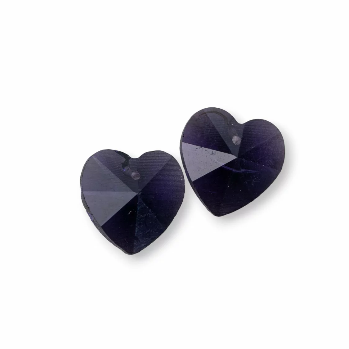 Componente Pendente Di Cristallo CZ Cuore 14mm 8pz Viola Scuro-COMPONENTI DI CRISTALLI E STRASS | Worldofjewel.com