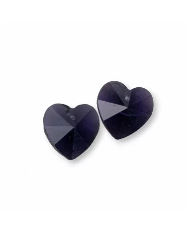 Componente Pendente Di Cristallo CZ Cuore 14mm 8pz Viola Scuro-COMPONENTI DI CRISTALLI E STRASS | Worldofjewel.com