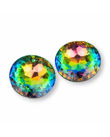 Componente Pendente Di Cristallo CZ Tondo 30mm 2pz Rainbow-COMPONENTI DI CRISTALLI E STRASS | Worldofjewel.com