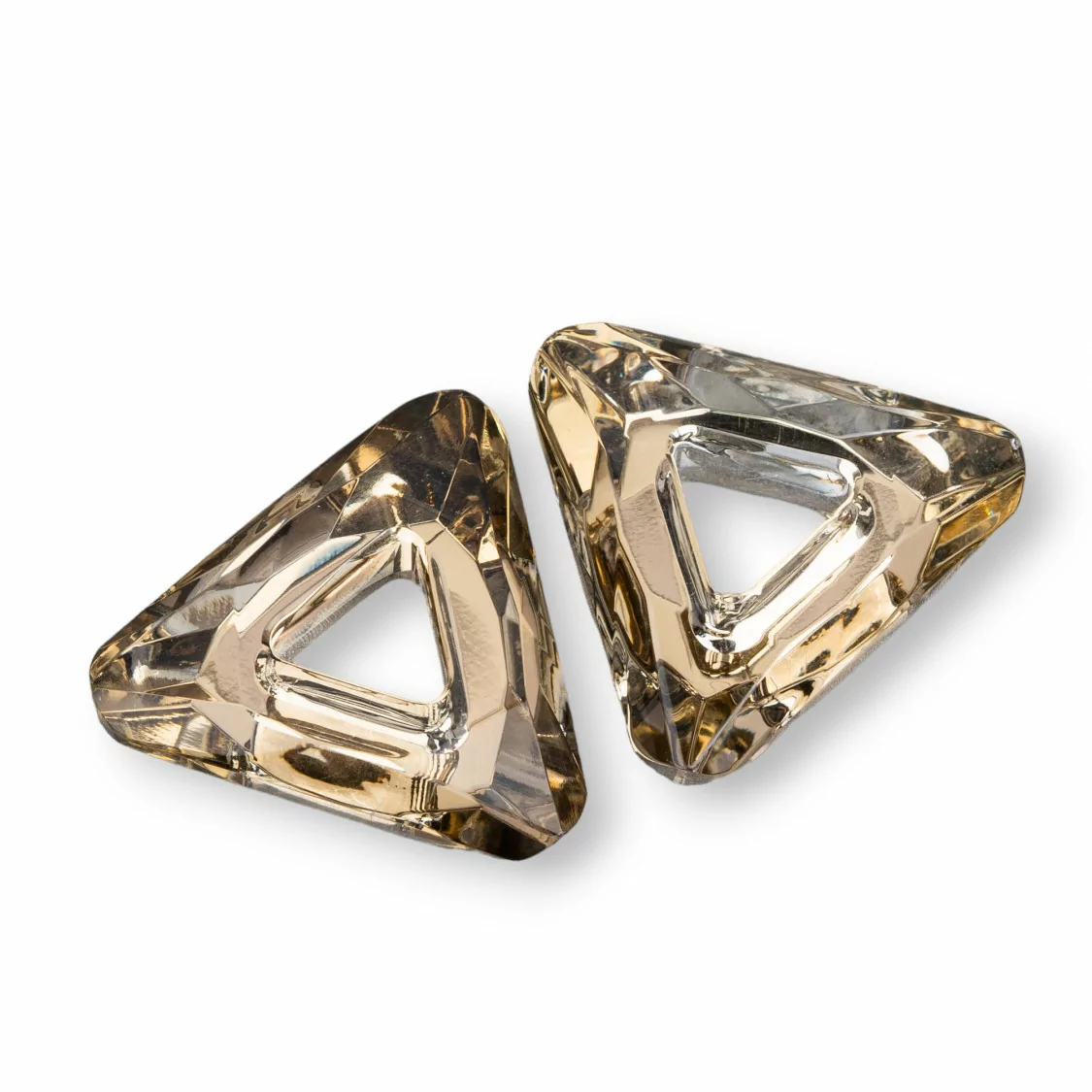 Componente Pendente Di Cristallo CZ Triangolo 29mm 2pz Bronzo-COMPONENTI DI CRISTALLI E STRASS | Worldofjewel.com