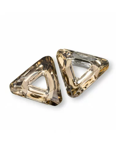 Componente Pendente Di Cristallo CZ Triangolo 29mm 2pz Bronzo-COMPONENTI DI CRISTALLI E STRASS | Worldofjewel.com