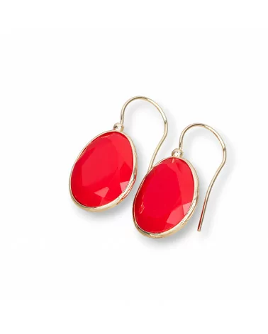 Orecchini A Monachella Di Bronzo Con Occhio Di Gatto Mango Bordato 14x30mm Dorato 1 Paio Rosso Pieno-ORECCHINI HOT PICKS | Worldofjewel.com