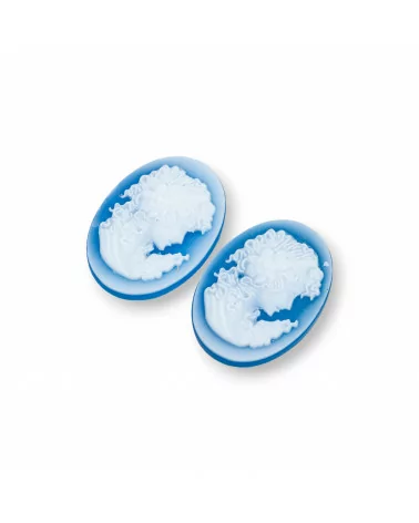 Cammeo Di Agata Naturale Inciso A Mano MADE IN ITALY Ovale 18x25mm 2pz BLU MOD04-CAMMEI DI AGATA NATURALE | Worldofjewel.com