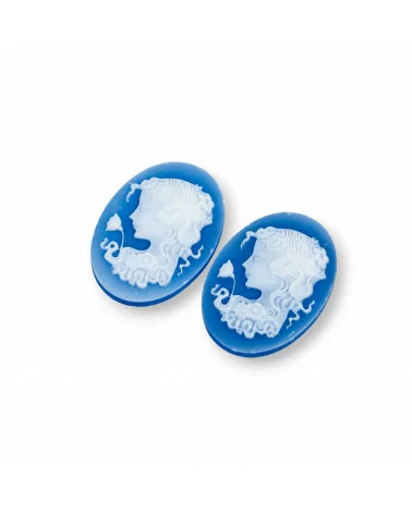 Cammeo Di Agata Naturale Inciso A Mano MADE IN ITALY Ovale 18x25mm 2pz BLU MOD10-CAMMEI DI AGATA NATURALE | Worldofjewel.com