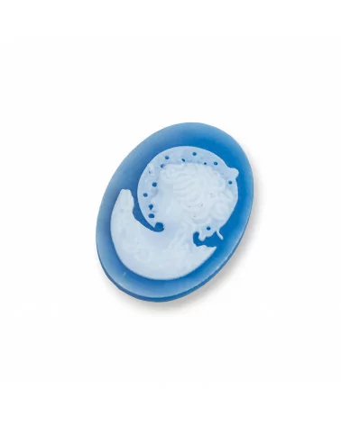 Cammeo Di Agata Naturale Inciso A Mano MADE IN ITALY Ovale 22x30mm 2pz Blu MOD01-CAMMEI DI AGATA NATURALE | Worldofjewel.com