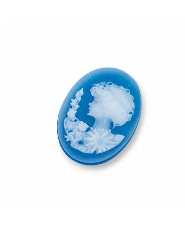 Cammeo Di Agata Naturale Inciso A Mano MADE IN ITALY Ovale 22x30mm 2pz Blu MOD02-CAMMEI DI AGATA NATURALE | Worldofjewel.com