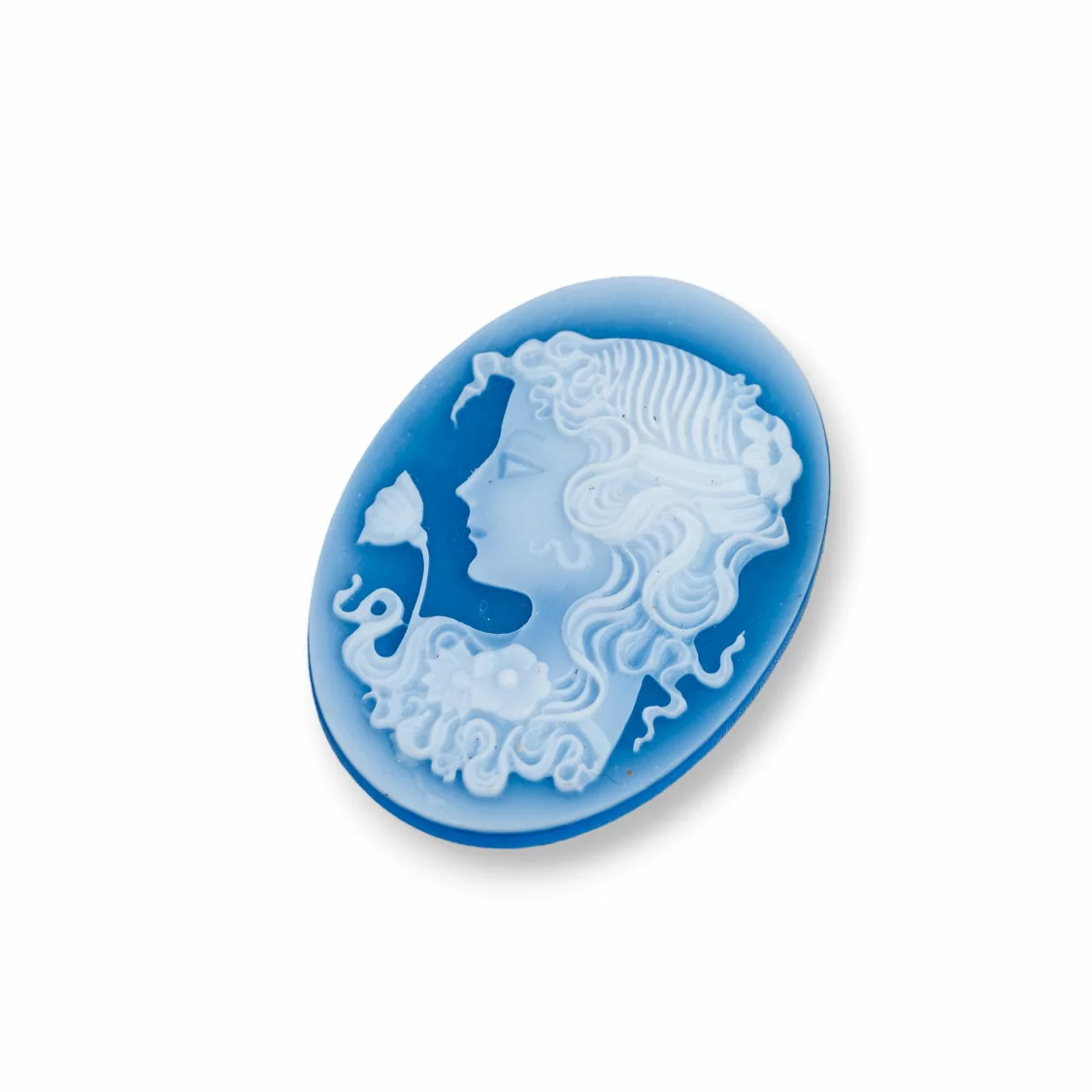 Cammeo Di Agata Naturale Inciso A Mano MADE IN ITALY Ovale 22x30mm 2pz Blu MOD03-CAMMEI DI AGATA NATURALE | Worldofjewel.com